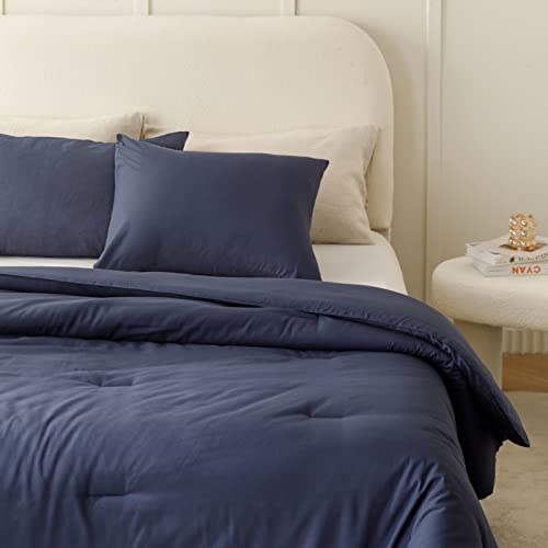 Image of ROSGONIA California King Comforter Set Navy Blue,3pcs(1 Boho Cal King Comforter & 2 Pillowcases) All Season Bedding Soft Bedspread Blanket Quilt
