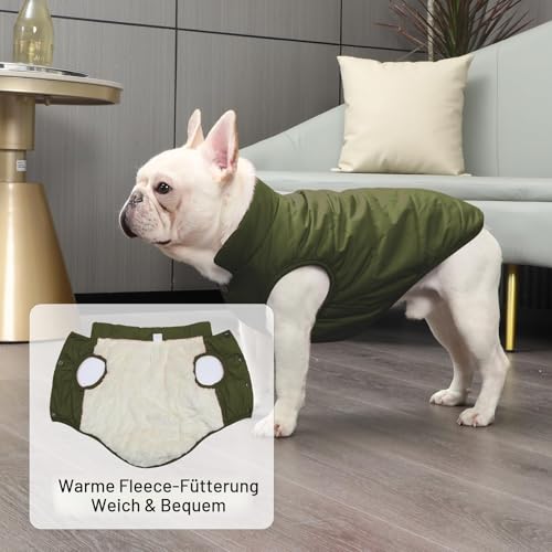 JoyDaog Fleece Hundejacke für Winter kaltes Wetter, Extra Weicher Hundemantel für Kleine Hunde, Winddichte Welpen Weste, Grün XS