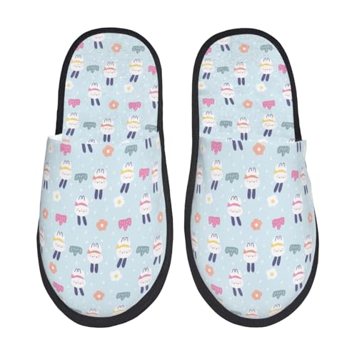 Rabbit In The Rain Print Women Slippers Home Furry Shoes Keep Men Couples Shoes Warm For Women-