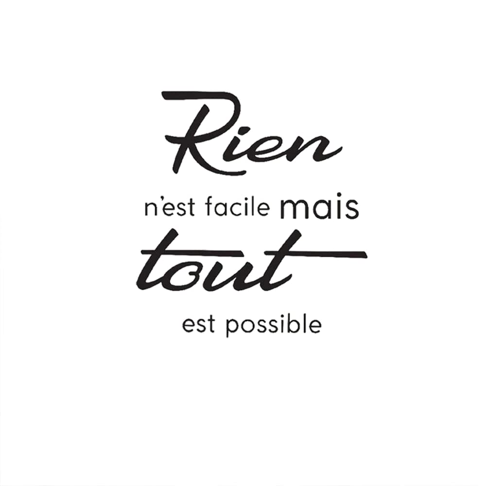 GADGETS WRAP Wall Decal Vinyl Sticker Wall Decoration - French Quotes Inspirational Wall Stickers Rien N'est Facile Mais Tout Est Possible