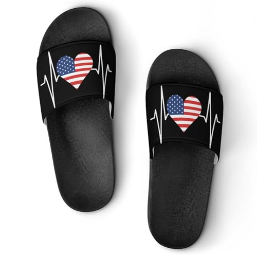 Love American Heartbeat House Sandals Non-Slip Bathroom Slippers Beach Summer Shoes for Men Women