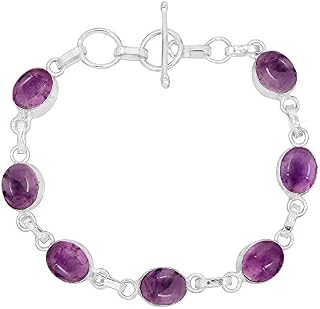 Amethyst Bracelet for Women Mom Wife 925 Silver Overlay Handmade Vintage Style Jewelry