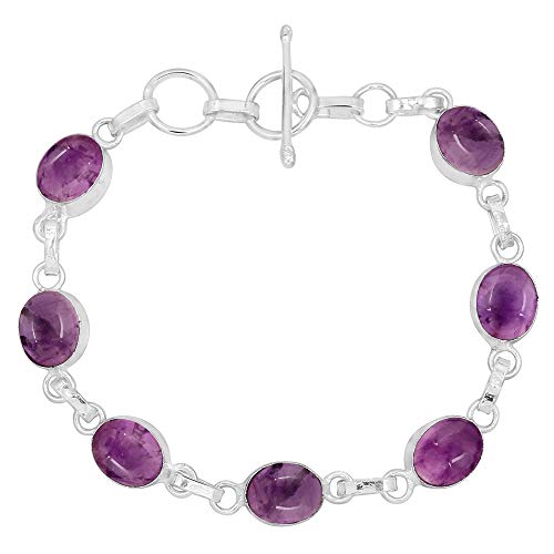 Amethyst Bracelet for Women Mom Wife 925 Silver Overlay Handmade Vintage Style Jewelry