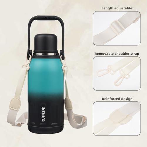 Image of BJPKPK Stainless Steel Insulated Bottle with Handle & Strap, 40oz