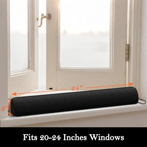Image of Sunolga Door Draft Stopper, Removable Washable Cover, 24 inch, Black