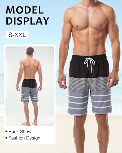 Image of Mens Swim Trunks with Compression Liner 2 in 1 Quick Dry Swimming Shorts Swimwear Bathing Suits with Pockets