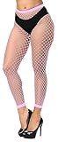 Pareberry Women's Footless Fishnet Stockings High Waisted Pantyhose Mesh Wide Tights (A11-Pink(Middle Hole))