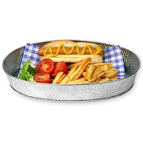 Assiette ovale galvanisée Tablecraft GP129 pour présentation rustique