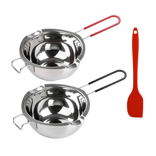 Tazón de fusión de acero inoxidable de 480 ml con mango de doble boquilla práctica para lavavajillas herramienta de cocina de doble boquilla para verter chocolate