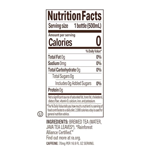 Tejava Original Unsweetened Black Iced Tea, 12 Pack, 16.9oz PET Bottles, Non-GMO, Kosher, No Sugar or Sweeteners, No calories, No Preservatives, Brewed in Small Batches