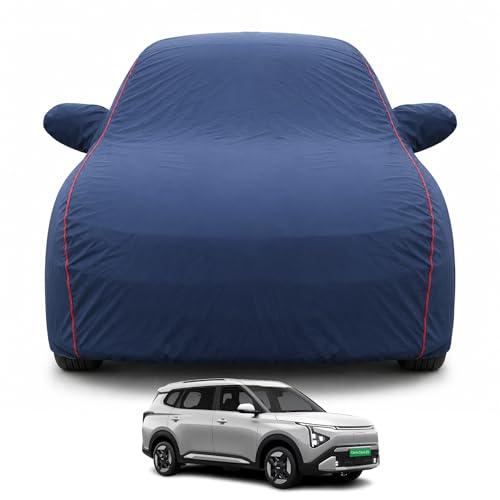 Image of Premium Car Cover for Kia Carens Clavis EV 2026 Models | Waterproof, UV & Dust Protection | Mirror & Antenna Pocket | Triple Stitched, Soft Inner Lining, Belt & Buckle (Navy Blue)