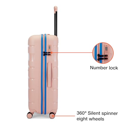 Image of Nasher Miles Jupiter Hard-Sided Polypropylene Check-in Luggage 28 inch | 75cm | 8 Wheels Large Trolley Bag for Travel | Suitcase (Peach)
