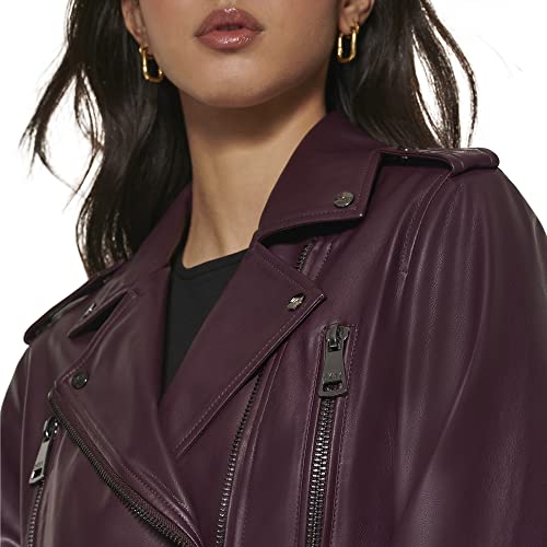 DKNY Women's Zipped Detail Faux Leather Moto Jacket4