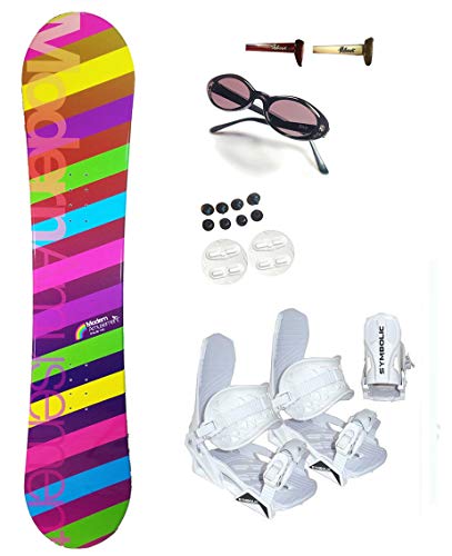 140cm Modern Amusement Palm Snowboard+Symbolic Bindings+Shades Package (Bindings White S/M (fits 6-9 Women), 140cm Palm (AZ4))