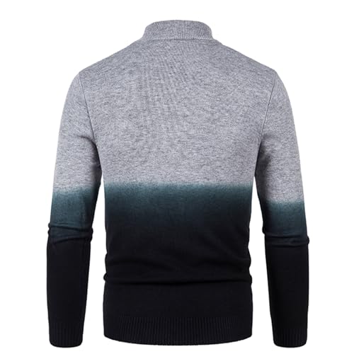 Color Block Sweaters for Men Slim Fit Mock Neck Fashion Casual Knitted Pullover Long Sleeve Loose Comfy Jumper Tops2