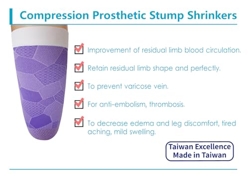 Image of Prosthetic Stump Shrinkers-Above Knee, 35cm, Compression, 20-30, Amputee Socks, Geometric Pattern, Taiwan Excellence L