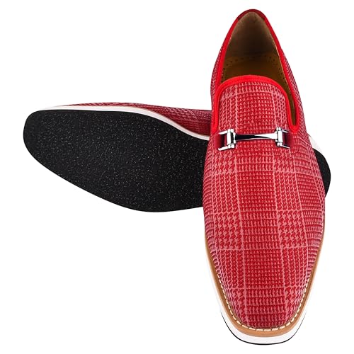 Image of LIBERTYZENO Mens Tuxedo Canvas Textile and Suede Leather Noble Loafers and Slip On Wedding Party Shoes for Easter Gift