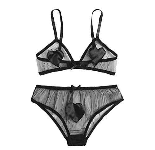 Soutien-gorge transparent confortable et sa culotte lingerie érotique chic