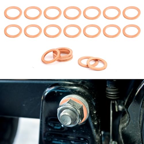 20pcs Oil Drain Plug Gasket, 14mm Copper Oil Crush Washer Seals Automotive Replacement Drain Plug Gaskets OEM PN 007603-014106 Compatible with Mercedes Benz