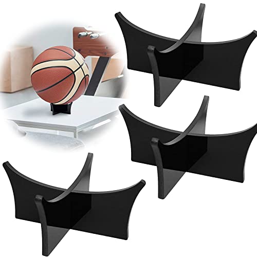 Soporte Bola Soporte Acrílico Soporte Voleibol Fútbol Soporte Bola Negra Titular Bola Baloncesto Soporte Bola Base Soporte para Baloncesto Fútbol Voleibol (3 Piezas, Negro) Cover