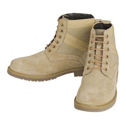 CALTO Men's Invisible Height Increasing Elevator Shoes - Desert Sand Suede Lace-up High-top Military Boots - 3.2 Inches Taller - S9012 - Size 8 D(M) US4