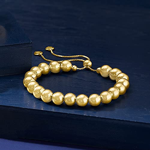 Ross-Simons 8mm Italian 18kt Gold Over Sterling Bead Bolo Bracelet4