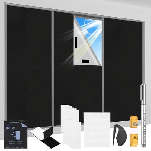 Fenster Verdunkelung - 100% Lichtblockierende Verdunklungsfolie mit Klett,...