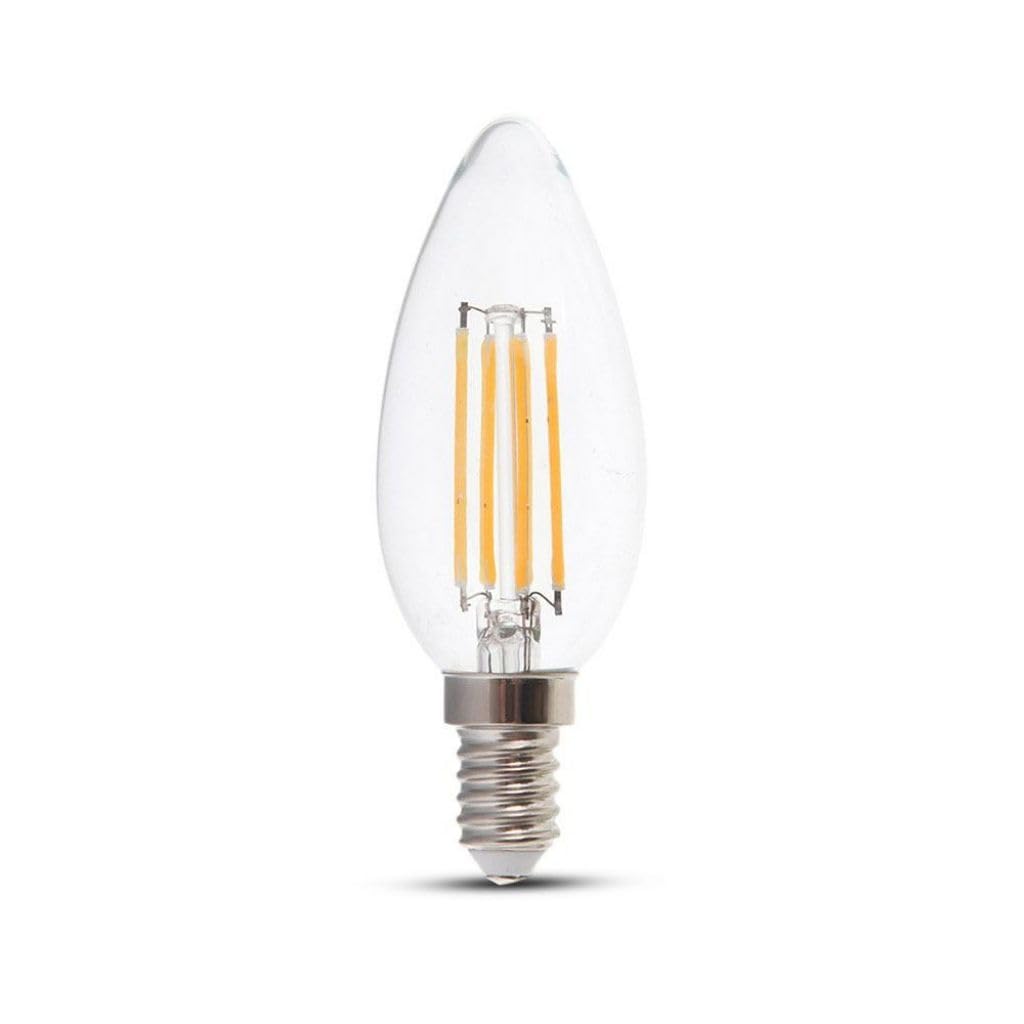 V-TAC LED Filament Candle Bulb E14 6W, Warm White 2700K