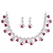 ZENEME Rhodium Plated Contemporary Design White and Pink American Diamond Studded Triangular Necklace With Earring Fashion Jewellery Set For Girls and Women (Red)