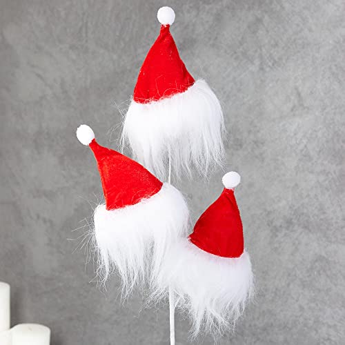 Group of 2 Santa Hats Stems for Christmas Decorations and Holiday Arrangements by Factory Direct Craft