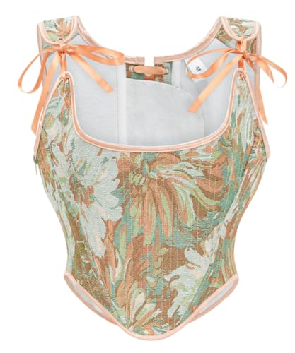 Image of CONCINEROS Women's Summer Vintage Floral Renaissance Corset Top for Women Y2k Tops Sleeveless Drawstring Crop Top