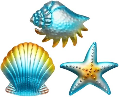 Ocean Dreams Metal Wall Art - 3-Piece Handcrafted Iron Sea Creature Cutouts - Coastal Style Home Decor - Unique Gift