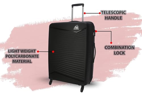 Image of American Tourister Kamiliant Polycarbonate 79 Cm 4W Hard Spinner Strolly Luggage Trolley Bag with Fixed 3 Point Combination Lock, Black