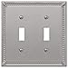 Amerelle 74TTBN Imperial Bead Wallplate, 2 Toggle, Cast Metal, Brushed Nickel, 1-Pack