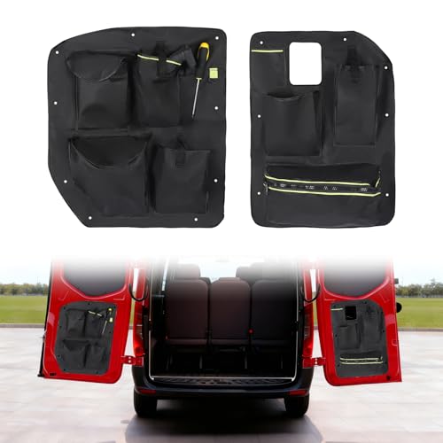 Organizador de almacenamiento para puerta de granero, 2 unidades para puerta de granero, para furgonetas, caravanas, portón trasero, bolsas de maletero, bolsas de almacenamiento para herramientas Organizador de almacenamiento para puerta de granero, 2 unidades para puerta de granero, para furgonetas, caravanas, portón trasero, bolsas de maletero, bolsas de almacenamiento para herramientas