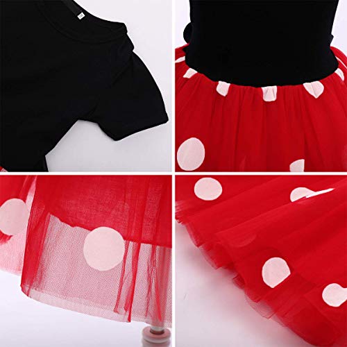 FYMNSI Muis Dress Up voor Meisje Halloween Kostuum Kids Baby Polka Dots Prinses Tutu Tule Jurk met Cartoon Oor Hoofdband Set Verjaardagsfeest Carnaval Cosplay - Afbeelding 7