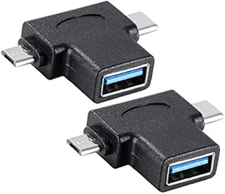 Micro USB and USBC to USB 3.0 OTG Adapter USB Type C 2 in 1Converter, USB3.0 Female to Micro USB Male and USBC Male Connector 2-Pack