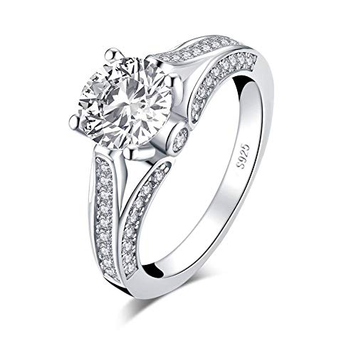 AINUOSHI Bague, Bague de fiançailles, Bague en Argent Sterling 925 Rond 1,5 Carat, Taille:O1/2 Cover