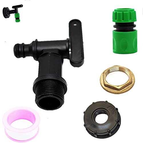 IBC Tank Adapter Kit, Snap Fit Water Butt Rain Barrel Tap, 3/4 Thread Hose Fitting for Home Garden
