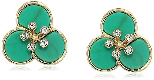 Preisvergleich Produktbild Anne Klein Turquoise Flower Gold Tone Button Clip-On Earrings