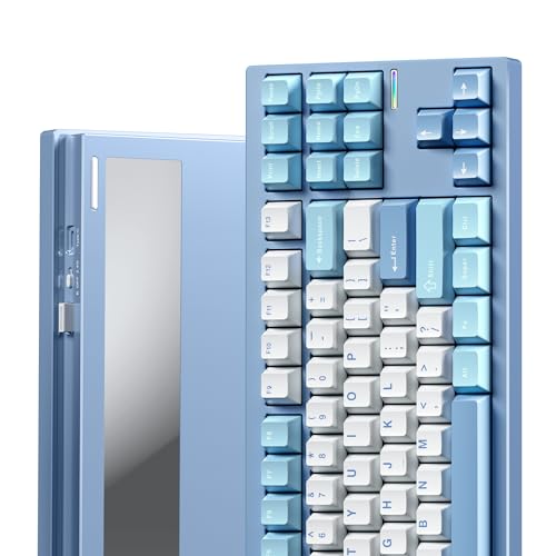 Image of MCHOSE GX87 Lite Wireless Mechanical Keyboard TKL 80% Gaming Keyboard Creamy QMK /VIA CNC Aluminum USB-C /BT5.0 /2.4Ghz 8000mAh Battery Custom Hot Swappable RGB Backlit for Windows /Mac /PC Blue&White