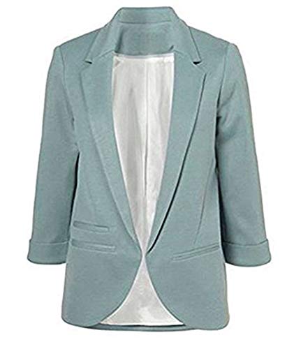 Elonglin Casaco Blazer Feminino Frente Aberta Gola Lapela Manga 3/4 Jaqueta Masculina profissional p
