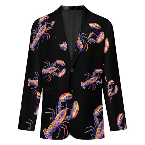Tie Dye Lobster Mens Blazer Two Button Sport Coat Lightweight Suit Jacket for Travel Business Wedding4