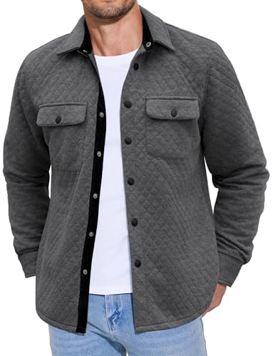 Image of COOFANDY Men's Casual Shirt Jacket Lightweight Shacket Jacket Quilted Button Down Jackets