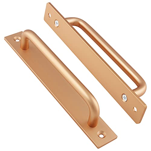 Jiozermi 2 Pack Sliding Barn Door Handle With Plate, 7 Inch Gate Door Handle, Aluminium Alloy Door Pull Handle For Sliding Barn Door Gate Door, Gold #TOP1