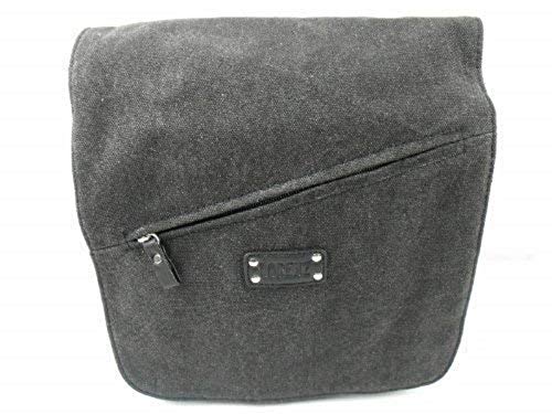Sac messager en toile noir bandoulière besace homme femme ordinateur 2591