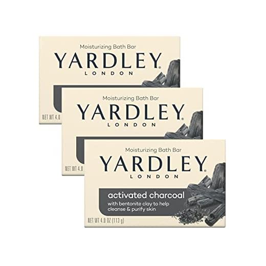 Yardley Activated Charcoal Bath Bar 4oz 3 Pack