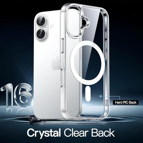 Image of SBMS Ultra-Hybrid Crystal Clear Back Case Cover for iPhone 16 | Shockproof Design | Hard Back Cover for iPhone 16 (PC & TPU, Magsafe Compatible, Clear)