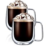 Tazas de café de doble pared: fabricadas con vidrio de borosilicato de alta calidad, brillante y suave, sin BPA y sin productos químicos. Soportar 100 ° C de agua caliente y apto para refrigeradores.