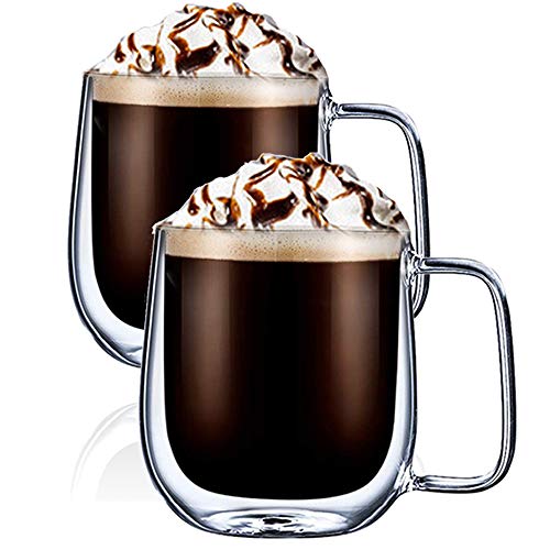 Digralne Taza de Café de Cristal Pared Doble Vaso Taza, Tazas para Espresso Juego de Vasos para Café Latte Macchiato…
